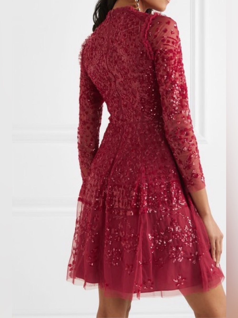 Needle and Thread Aurora Mini Dress - Cherry Red - Picture 5 of 8